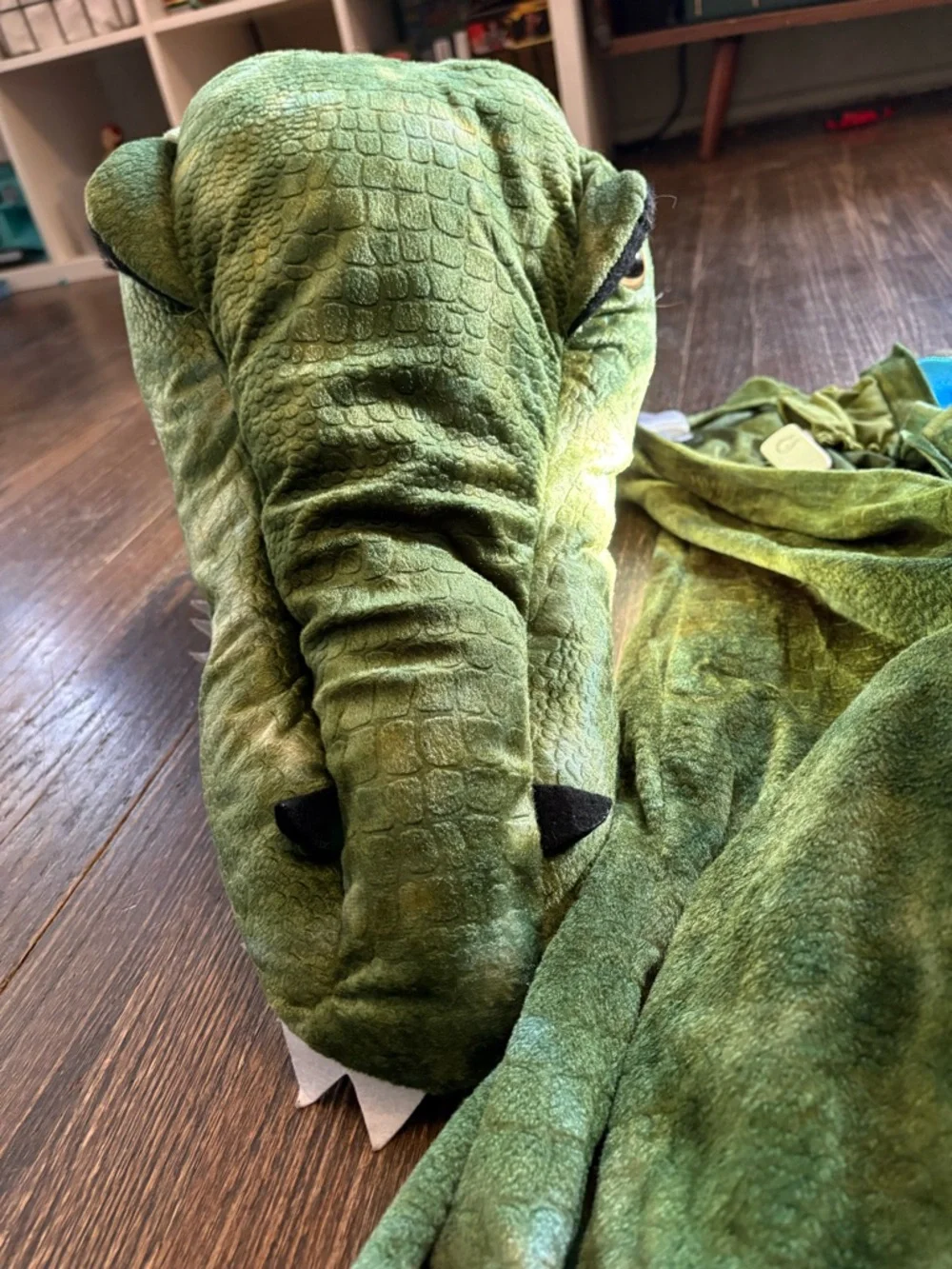 Pottery Barn Kids Green Dinosaur Costume with Blue Spikes - Picture 2 of 5